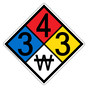 NFPA 704 Diamond Sign with 3-4-3-W Hazard Ratings NFPA_PRINTED_343W