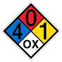 NFPA 704 Diamond Sign with 4-0-1-OX Hazard Ratings NFPA_PRINTED_401OX