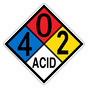 NFPA 704 Diamond Sign with 4-0-2-ACID Hazard Ratings NFPA_PRINTED_402ACID