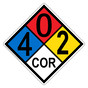 NFPA 704 Diamond Sign with 4-0-2-COR Hazard Ratings NFPA_PRINTED_402COR