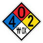 NFPA 704 Diamond Sign with 4-0-2-W OX Hazard Ratings NFPA_PRINTED_402W_OX