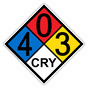 NFPA 704 Diamond Sign with 4-0-3-CRY Hazard Ratings