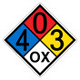 NFPA 704 Diamond Sign with 4-0-3-OX Hazard Ratings NFPA_PRINTED_403OX