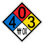 NFPA 704 Diamond Sign with 4-0-3-W OX Hazard Ratings NFPA_PRINTED_403W_OX