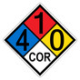 NFPA 704 Diamond Sign with 4-1-0-COR Hazard Ratings NFPA_PRINTED_410COR