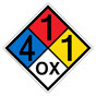 NFPA 704 Diamond Sign with 4-1-1-OX Hazard Ratings