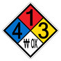 NFPA 704 Diamond Sign with 4-1-3-W OX Hazard Ratings NFPA_PRINTED_413W_OX