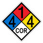 NFPA 704 Diamond Sign with 4-1-4-COR Hazard Ratings NFPA_PRINTED_414COR