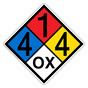 NFPA 704 Diamond Sign with 4-1-4-OX Hazard Ratings NFPA_PRINTED_414OX