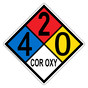 NFPA 704 Diamond Sign with 4-2-0-COR_OXY Hazard Ratings NFPA_PRINTED_420COR_OXY