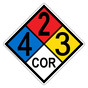 NFPA 704 Diamond Sign with 4-2-3-COR Hazard Ratings NFPA_PRINTED_423COR