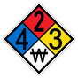 NFPA 704 Diamond Sign with 4-2-3-W Hazard Ratings NFPA_PRINTED_423W