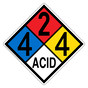 NFPA 704 Diamond Sign with 4-2-4-ACID Hazard Ratings NFPA_PRINTED_424ACID