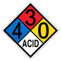 NFPA 704 Diamond Sign with 4-3-0-ACID Hazard Ratings NFPA_PRINTED_430ACID