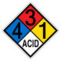 NFPA 704 Diamond Sign with 4-3-1-ACID Hazard Ratings NFPA_PRINTED_431ACID