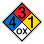 NFPA 704 Diamond Sign with 4-3-1-OX Hazard Ratings NFPA_PRINTED_431OX
