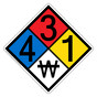 NFPA 704 Diamond Sign with 4-3-1-W Hazard Ratings