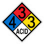 NFPA 704 Diamond Sign with 4-3-3-ACID Hazard Ratings