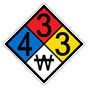 NFPA 704 Diamond Sign with 4-3-3-W Hazard Ratings
