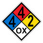 NFPA 704 Diamond Sign with 4-4-2-OX Hazard Ratings NFPA_PRINTED_442OX