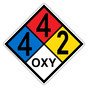 NFPA 704 Diamond Sign with 4-4-2-OXY Hazard Ratings NFPA_PRINTED_442OXY