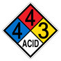 NFPA 704 Diamond Sign with 4-4-3-ACID Hazard Ratings NFPA_PRINTED_443ACID