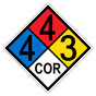 NFPA 704 Diamond Sign with 4-4-3-COR Hazard Ratings