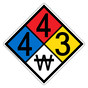 NFPA 704 Diamond Sign with 4-4-3-W Hazard Ratings NFPA_PRINTED_443W