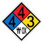 NFPA 704 Diamond Sign with 4-4-3-W OX Hazard Ratings NFPA_PRINTED_443W_OX