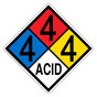 NFPA 704 Diamond Sign with 4-4-4-ACID Hazard Ratings NFPA_PRINTED_444ACID