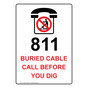 Portrait 811 Buried Cable Call Before Sign With Symbol NHEP-14056