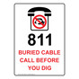 Portrait 811 Buried Cable Call Before Sign With Symbol NHEP-14059