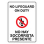 No Lifeguard On Duty Bilingual Sign NHB-9424