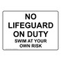 No Lifeguard On Duty Swim At Your Own Risk Sign NHE-15166