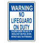 Warning No Lifeguard On Duty Children 14 Sign NHE-7794