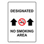 Portrait Designated No Smoking Area Sign With Symbol NHEP-15757