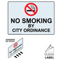 NO SMOKING BY CITY ORDINANCE Label with Symbol and Front Adhesive NHE-12055-Reverse