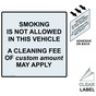 Square Clear SMOKING NOT ALLOWED IN VEHICLE CLEANING FEE OF [ custom amount ] Label NHE-18155
