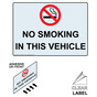 NO SMOKING IN THIS VEHICLE Label with Symbol and Front Adhesive NHE-7278-Reverse