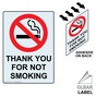 Portrait Clear THANK YOU FOR NOT SMOKING Label With Symbol NHEP-7292