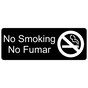 Black Engraved No Smoking - No Fumar Sign with Symbol EGRB-460-SYM_White_on_Black