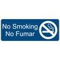 Blue Engraved No Smoking - No Fumar Sign with Symbol