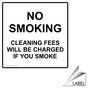 Square White NO SMOKING CLEANING FEES WILL BE CHARGED IF YOU SMOKE Label