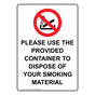 Portrait Please Use Provided Container Sign With Symbol NHEP-13935