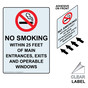 Portrait NO SMOKING WITHIN 25 FEET OF MAIN ENTRANCES, EXITS WINDOWS Label with Symbol and Front Adhesive NHEP-14661-Reverse