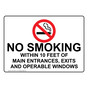 No Smoking 10 Feet Of All Building Entrances Sign NHE-14627