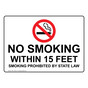 No Smoking Within 15 Feet Smoking Prohibited Sign NHE-14640