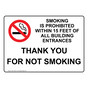 Smoking Is Prohibited Within 15 Feet Entrances Sign NHE-14643