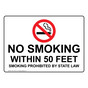 No Smoking Within 50 Feet Smoking Prohibited Sign NHE-14672