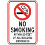 No Smoking Within 20 Feet Of All Building Entrances Sign NHE-18470
